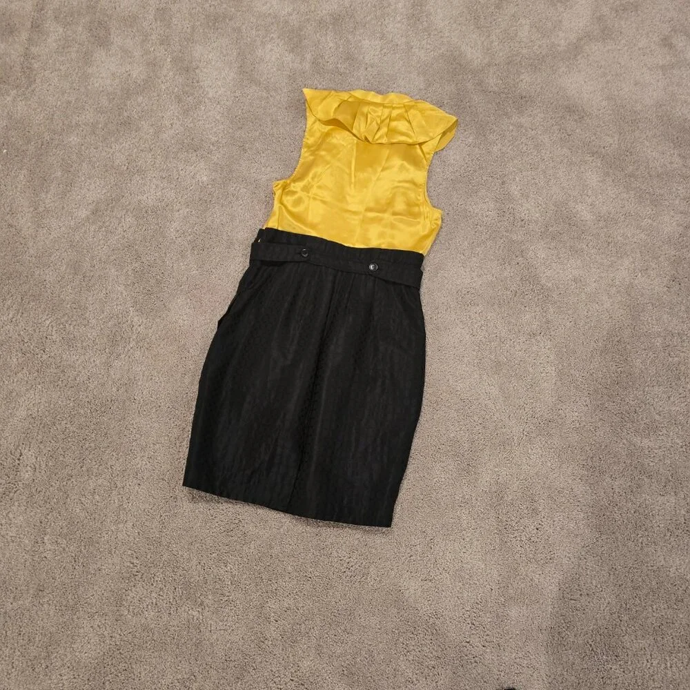 BCBG Max Azria | Sleeveless Career Dress | Yellow and Black | Size 4 - Picture 2 of 12